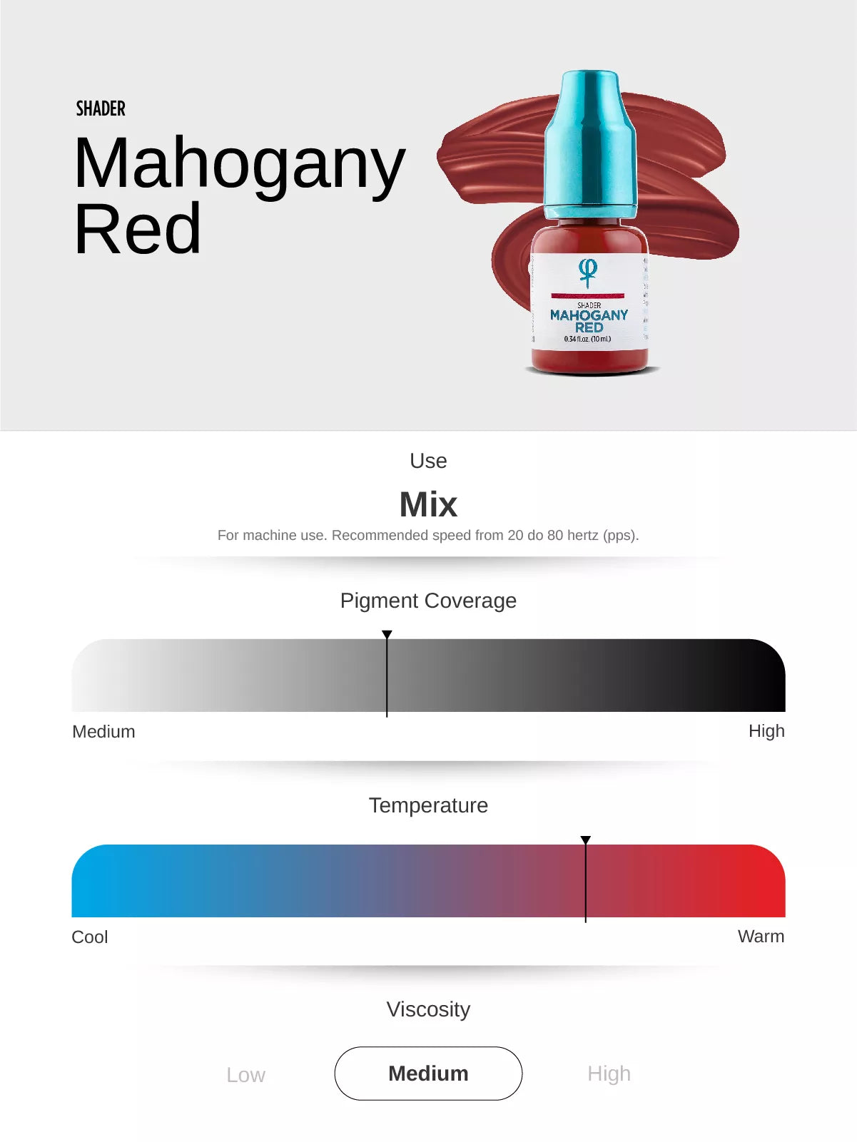 Pigmento PMU Mix Shader de color rojo caoba, 10 ml